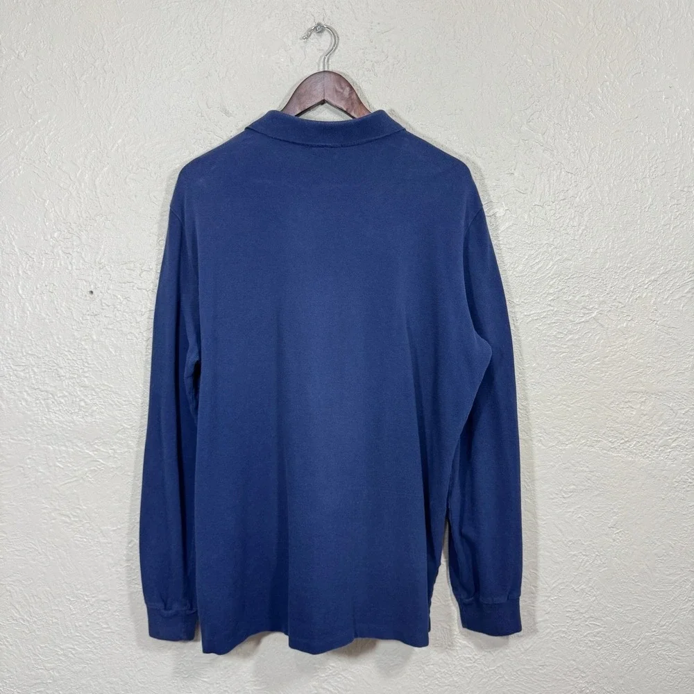 Polo Ralph Lauren Long Sleeve Polo Top XXL Navy Custom Fit Preppy 100% Cotton